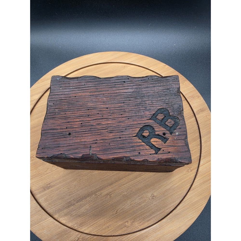 Vintage 1967 Congo Pygmy Hand Carved Wooden Box Deity Monogram Rogo Binongo Folk